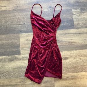 Crushed Red Velvet Dress